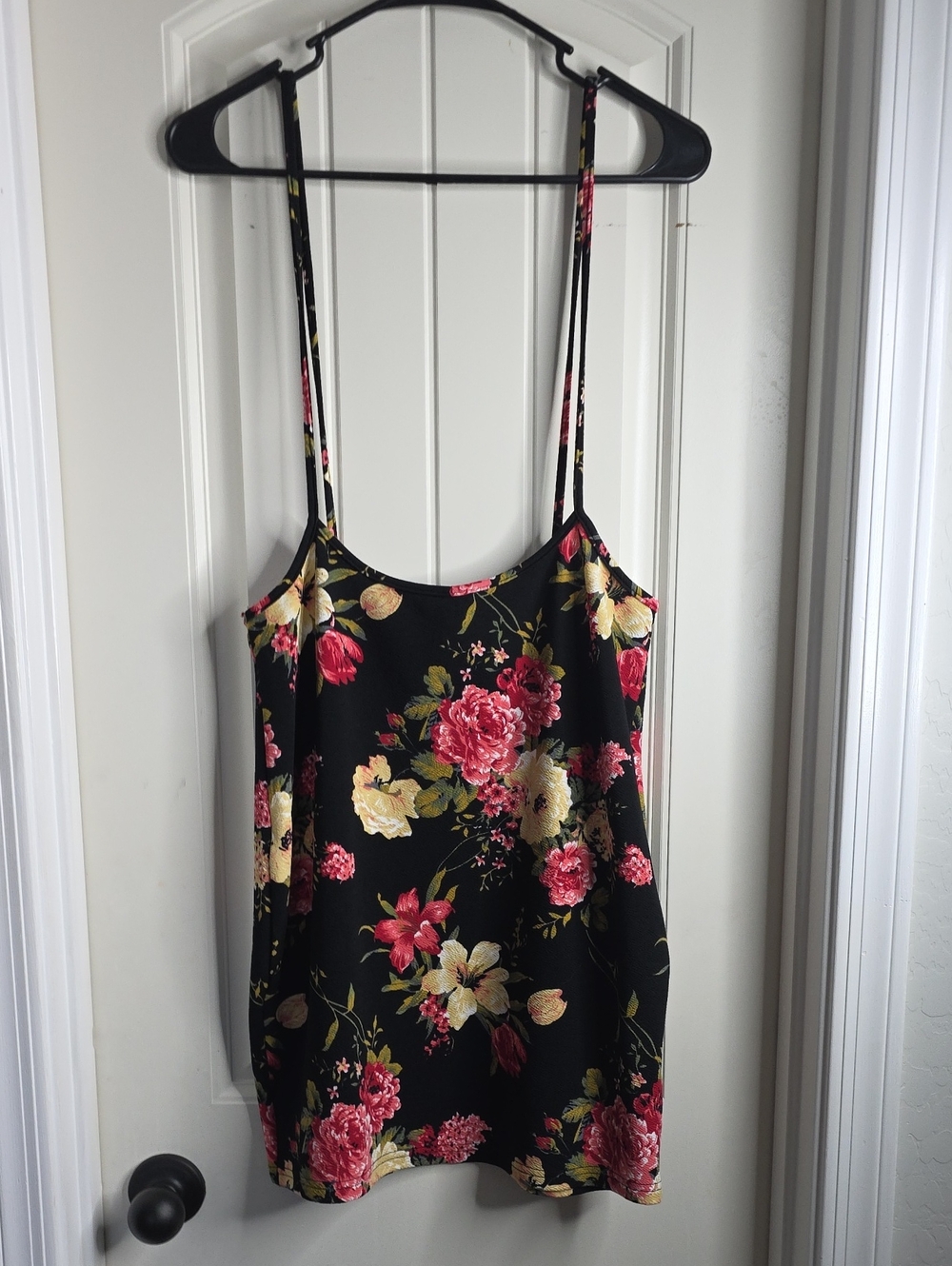 SHEIN Black Floral Curve Skirt with Pink & Yellow Roses